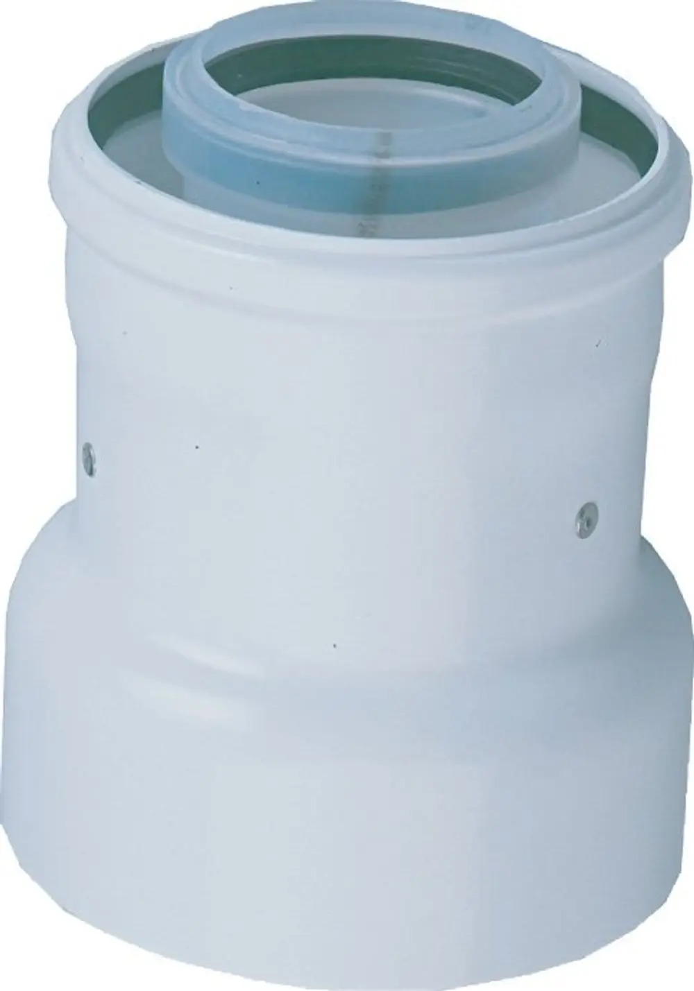 Weißer Adapter von Bosch mit zwei unterschiedlichen Durchmessern, der an einem Ende breiter und am anderen Ende schmaler ist. Geeignet zur Verbindung von Rohren.